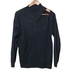 Astr · Small · Mock Neck Sweater · Shoulder Cutout Long Sleeve Knit Top · Black
